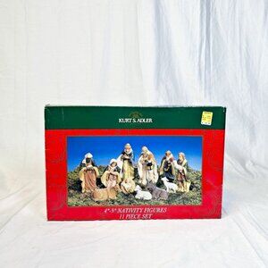 Vintage Kurt S Adler 4-5 Inch 11 Piece Christmas Nativity Figures Set NIB